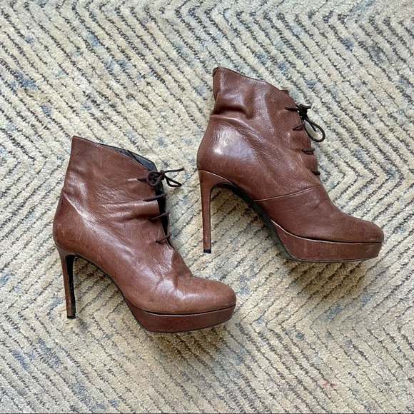Rodebjer Brown Leather Lace Up Booties - Picture 8 of 8